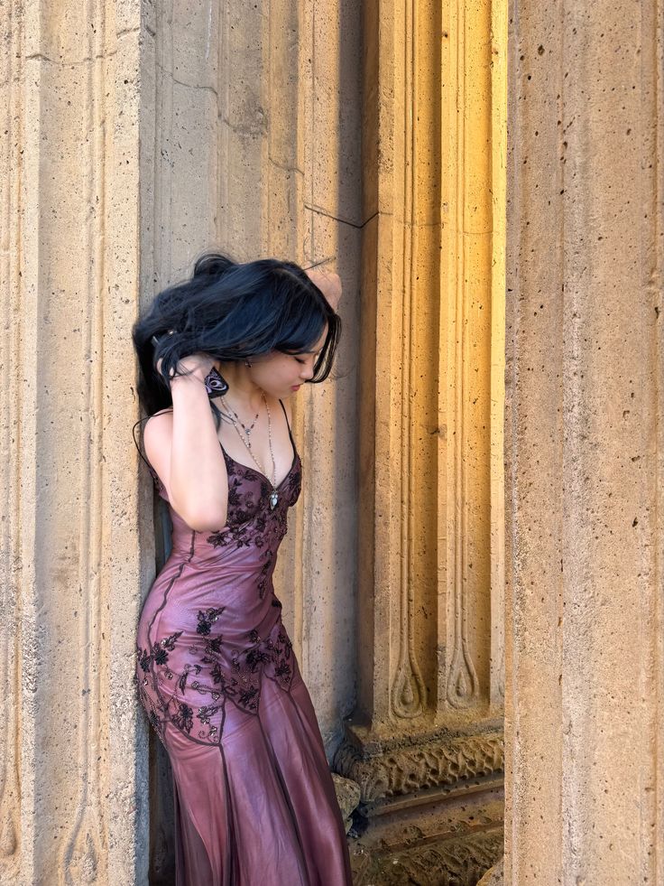 Vintage Prom Dresses Memaid Spaghetti Strap 90s Sleeveless Grape Long Evening Formal Dress RB3019