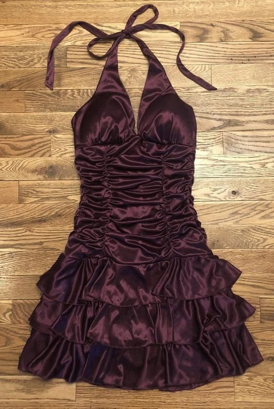 Glitter A Line Halter Purple Satin With Pleated Spring dress Short Homecoming 21th 16th Birthday Cocktail Ideas Outfits RB8307