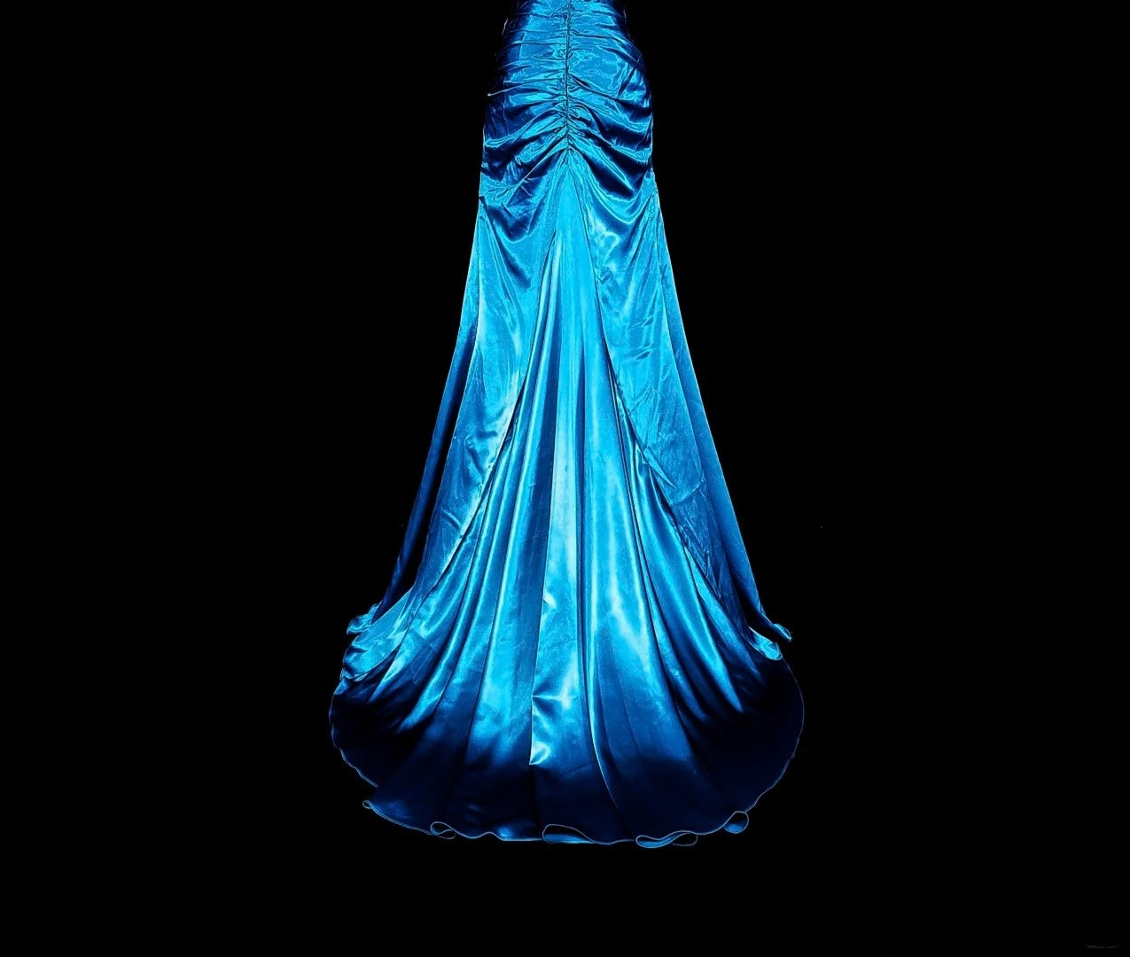 Vintage Prom Dresses Mermaid Halter Blue Satin With Beads Long Formal Dress N2378