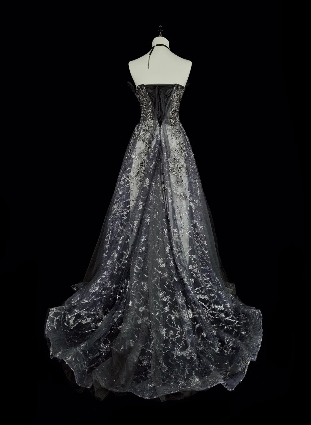 Vintage Prom Dresses Aesthetic 1960s Retro Ball Gown Grey Sequins Long Party Dress N2147