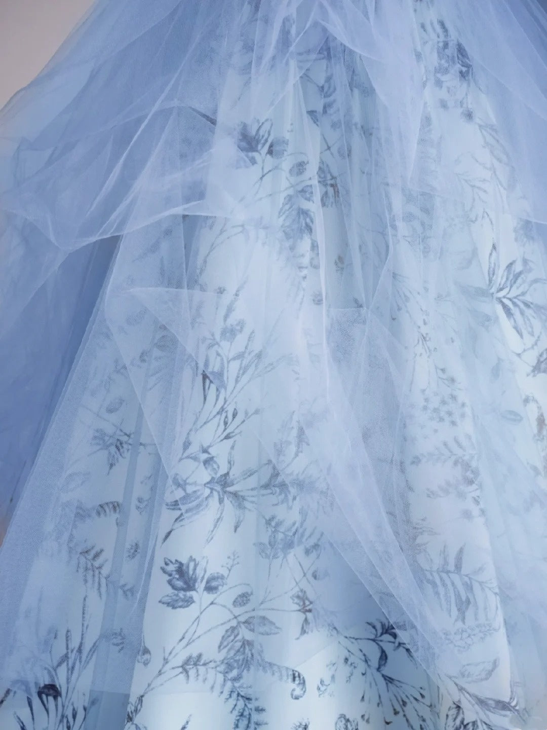 Cute Ball Gown Sweetheart Blue Tulle Floral Sleeveless With Beaded Bodice Long Quinceanera Dresses Sweet 15 16 Birthday Outfit N689