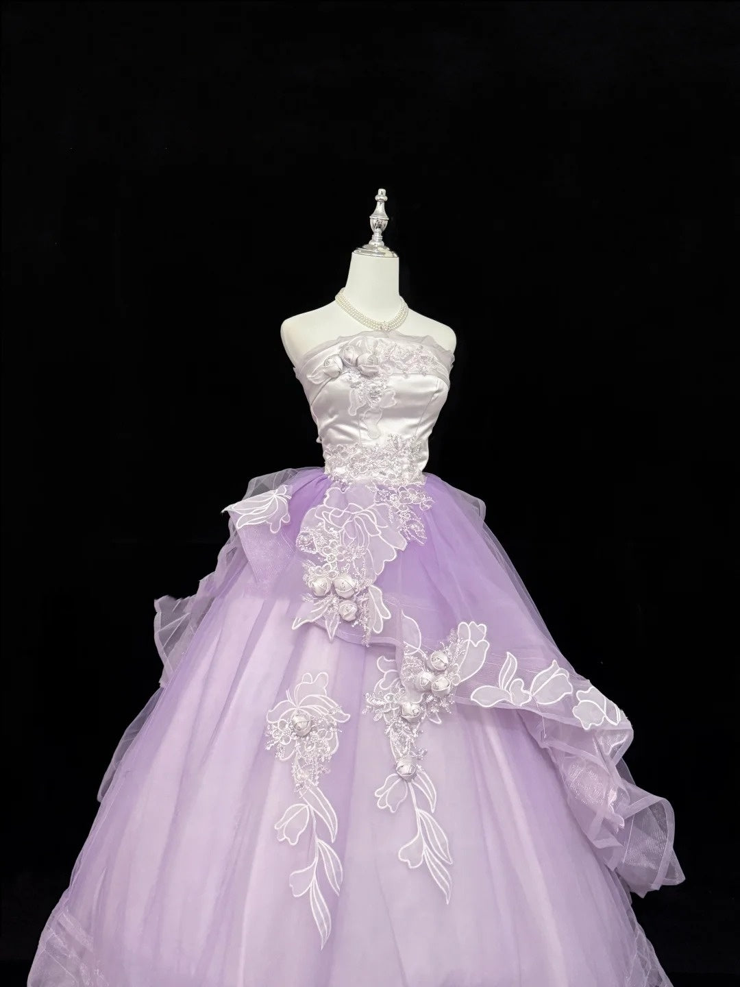 Sweet 16 Dresses Long Ball Gown Sweet Sixteen Long Birthday Dress Strapless Lilac Tulle Formal Gown RC0309