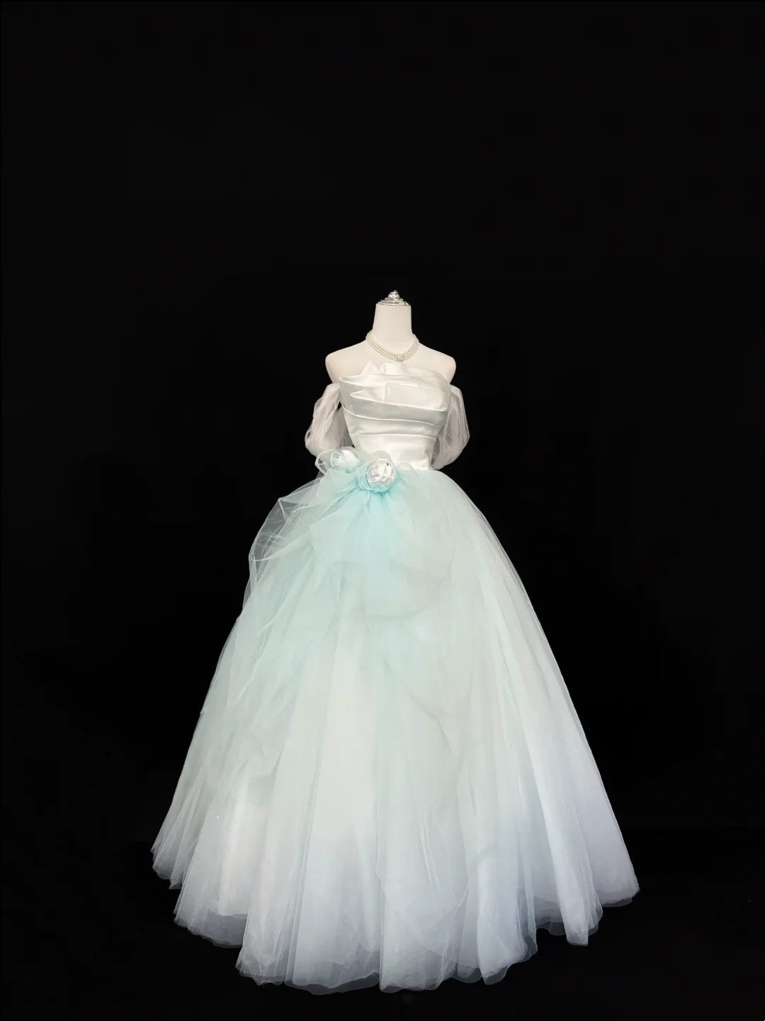 Sweet 15 Quinceanera Dress Ball Gown Off Shoulder Tulle Flower 15th Birthday Gown RC0135