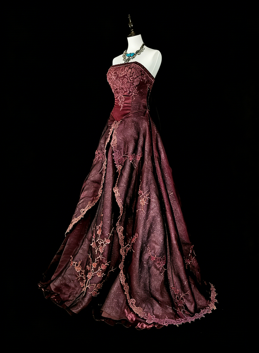 Vintage Prom Dresses Aesthetic 1950s Retro Classy Ball Gown Strapless Brown Long Inspo Formal Gowns N1994