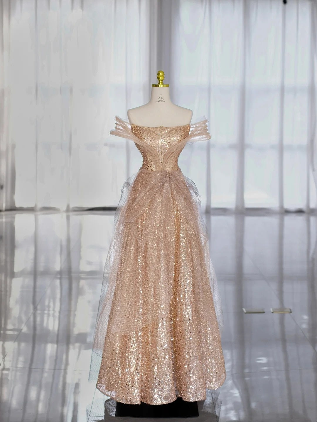gold ruffle prom dress Glitter Dresses A Line Strapless Sequined With Long F – RubyFashionDress Size:UK 12 (M) Are you ready to feminine style Long Sleeve Satin Bow