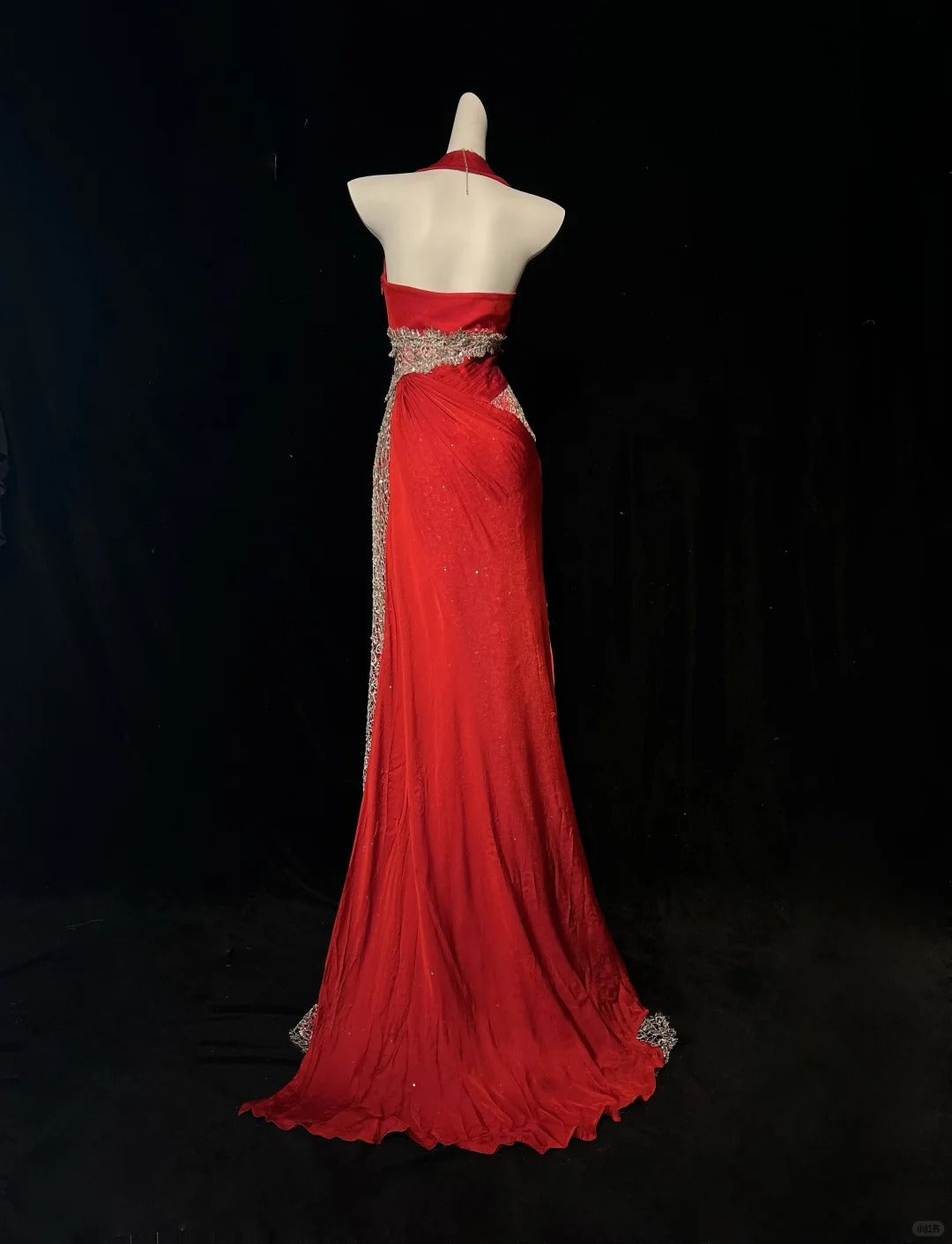 Vintage Prom Dresses 1950s Mermaid Halter Red Chiffon With Lace Sleeveless Evening Formal Outfits RB4336