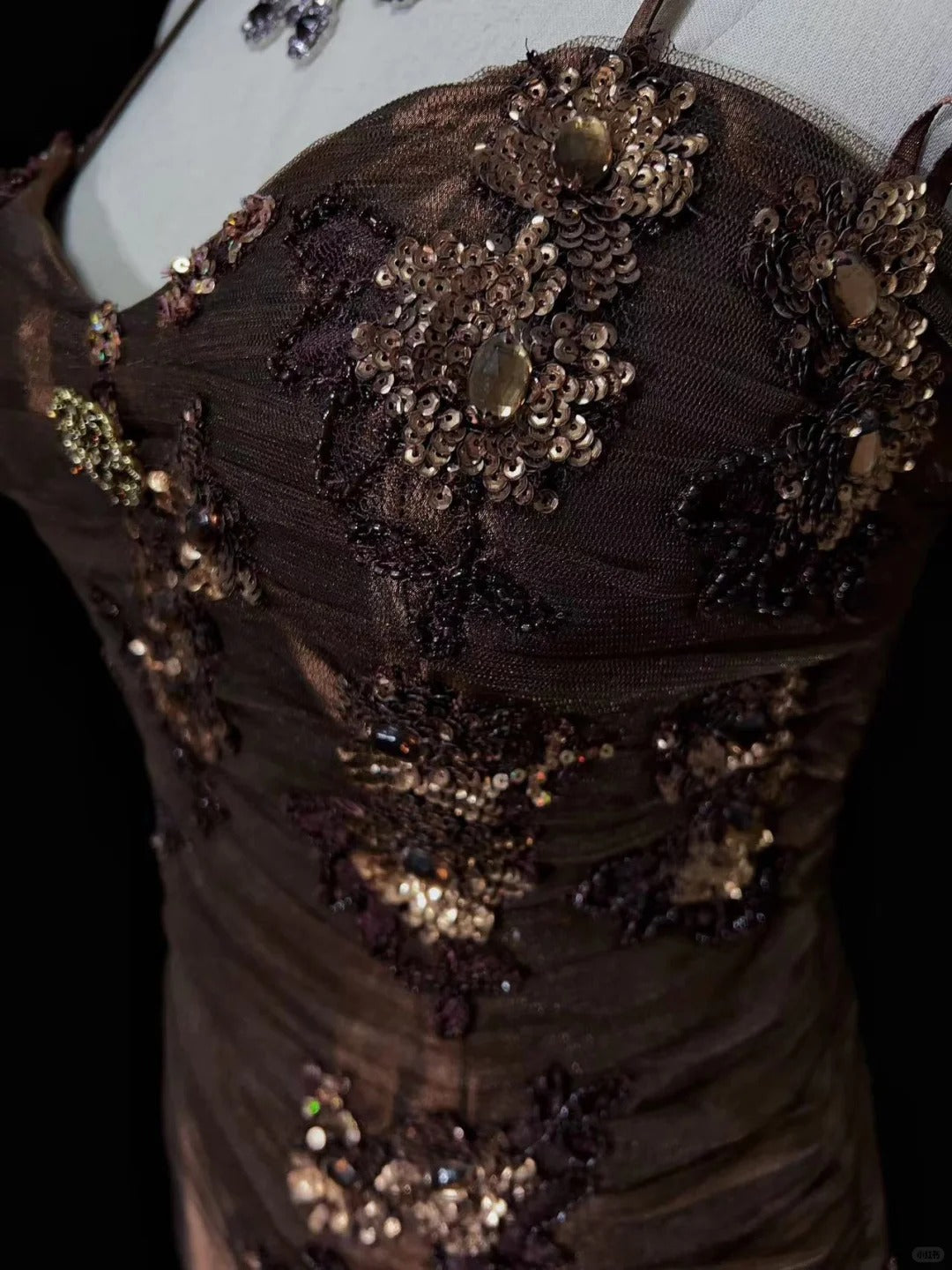 Modest Prom Dresses A line Spaghetti Strap Brown Satin Sleeveless Long Formal Evening Outfits N3639