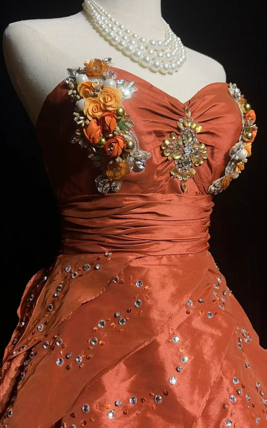 Sweet Ball Gown Sweetheart Orange Taffeta Graduation Short Mini Homecoming Dresses Hoco Dress N2891