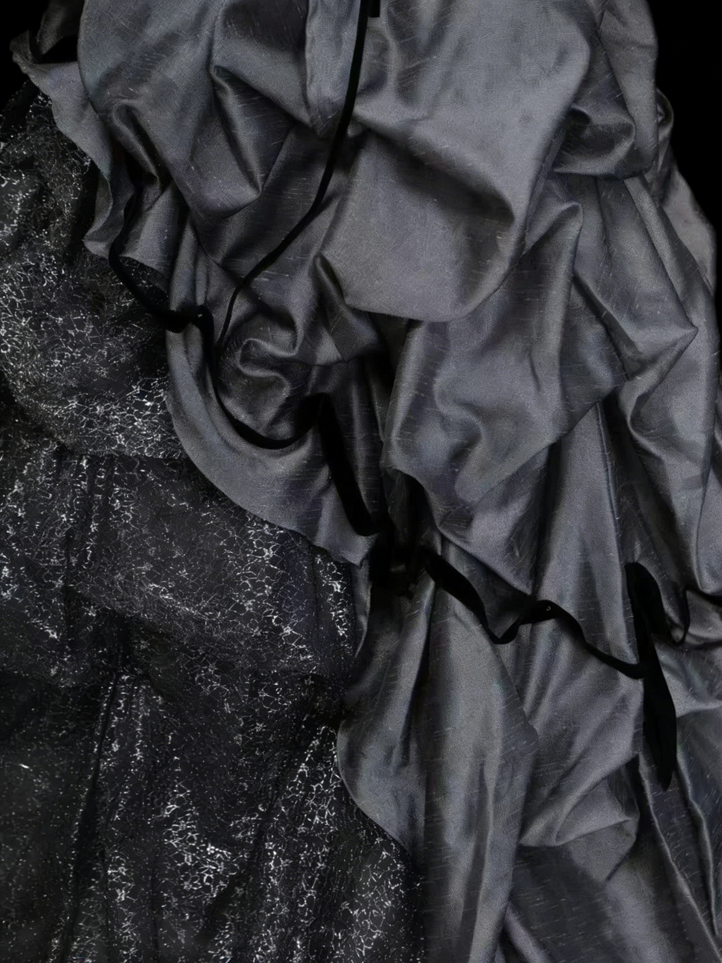 Sweet Ball Gown Strapless Gray Satin With Tiered Layers Ruffles Long Party Gowns Prom Dresses N2235