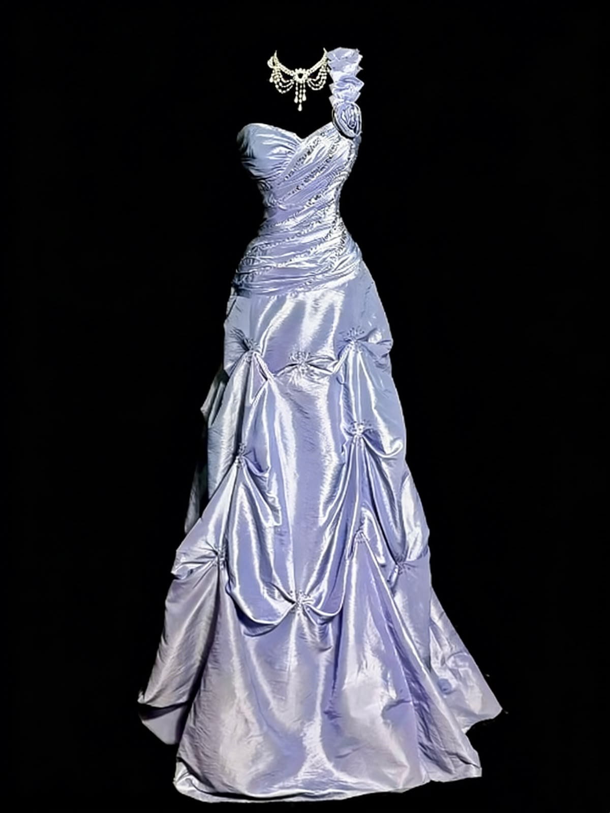 Dreamy One Shoulder Lilac Pleated Long Prom Dress With Ruffles Evening Party Formal Outfits RB6669