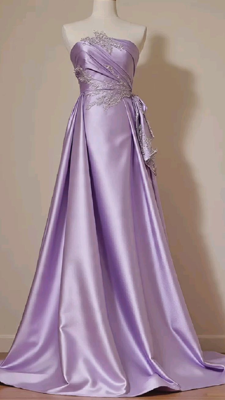 sexy purple dresses Sexy Mermaid Strapless With Appliqued Lilac Formal Dress Long Prom Dre – RubyFashionDress