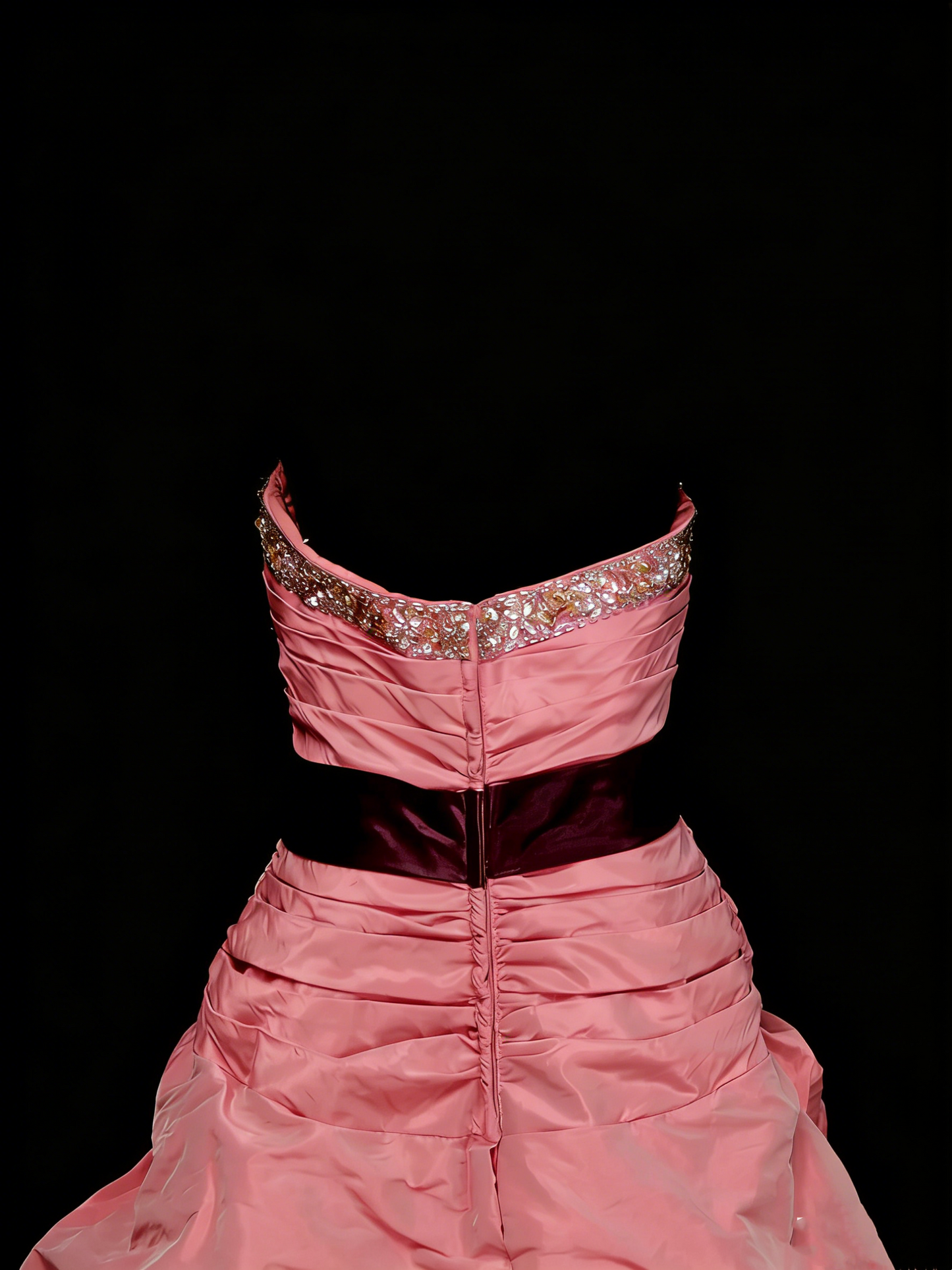 Cute Ball Gown Strapless Pink With Ruffles Taffeta Long Party Gowns Prom Dresses N2140