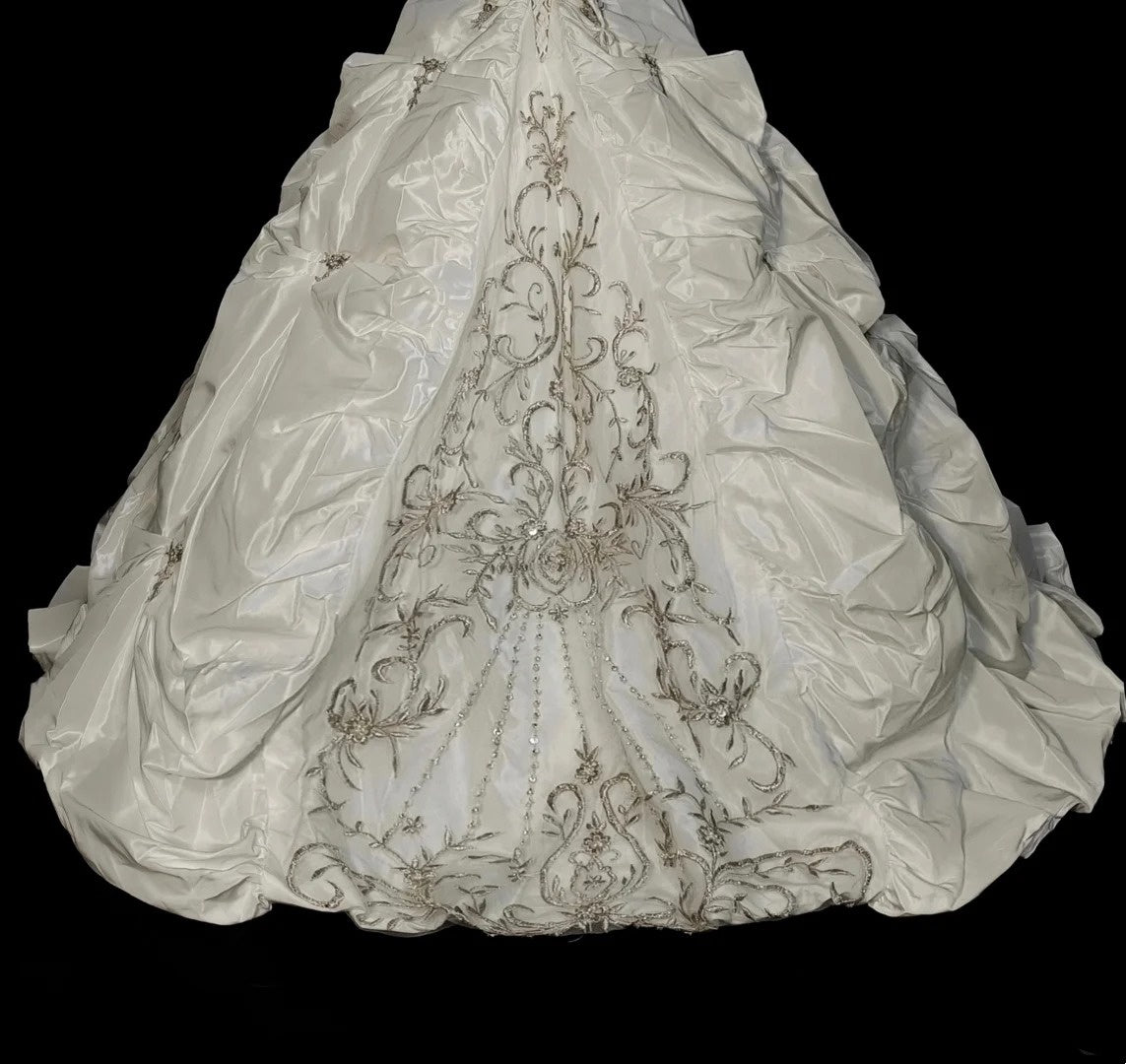 Vintage 80s Wedding Dresses Ball Gown Strapless Long Brides Dress Fitted Bridal Gown N1594