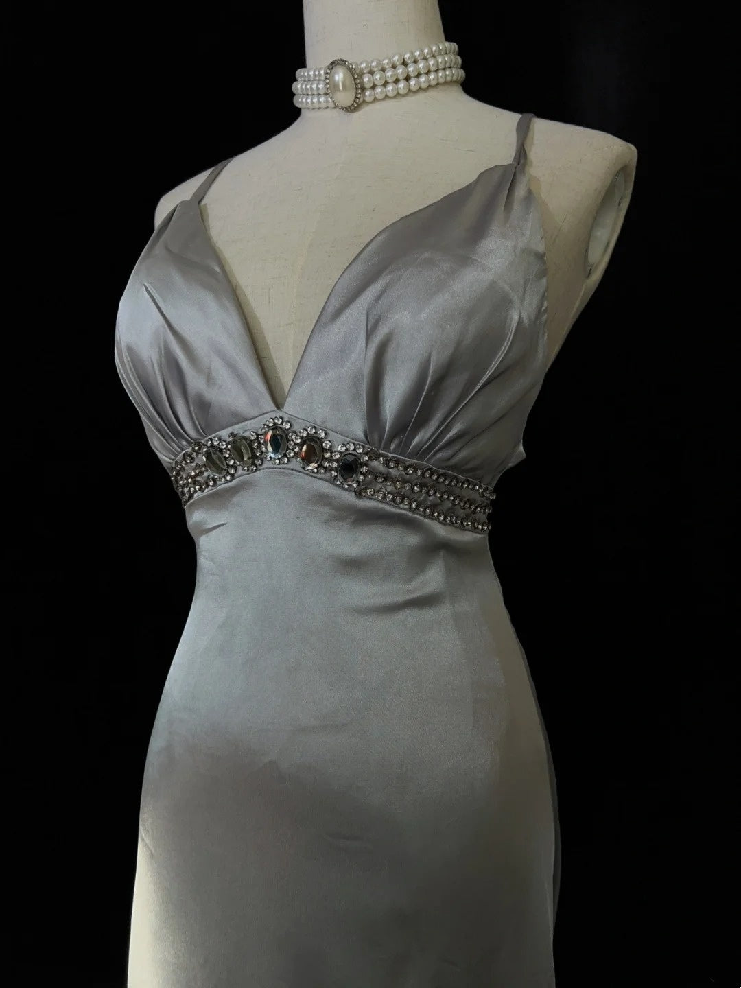 Classy Prom Dresses Inspiration Mermaid Spaghetti Strap Silver Gala Satin Sleeveless Vintage Formal Dress N3181