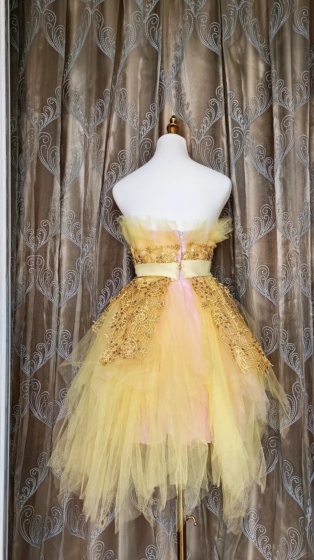Cute Ball Gown Strapless Yellow Tulle Short Mini Party Dress Cocktail Homecoming Dresses N4195