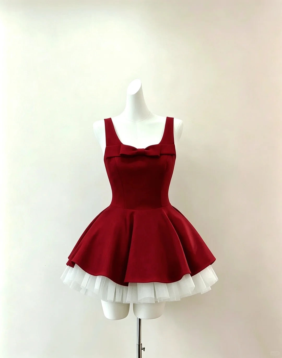 Cute Ball Gown Square Neck Red Satin Mini Short Cocktail Gown Homecoming Dresses Ideas Hoco Outfits RB4862