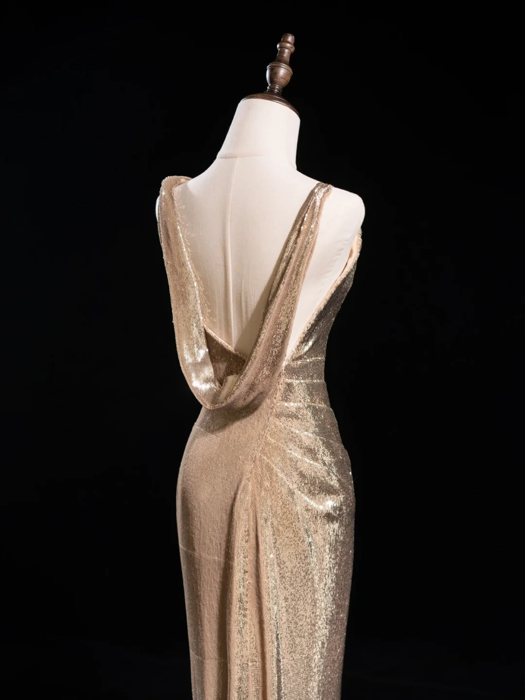 Glitter Mermaid Asymmetrical Neck Sequin Long Prom Dresses Champagne Formal Gowns Inspo Evening Outfit N228
