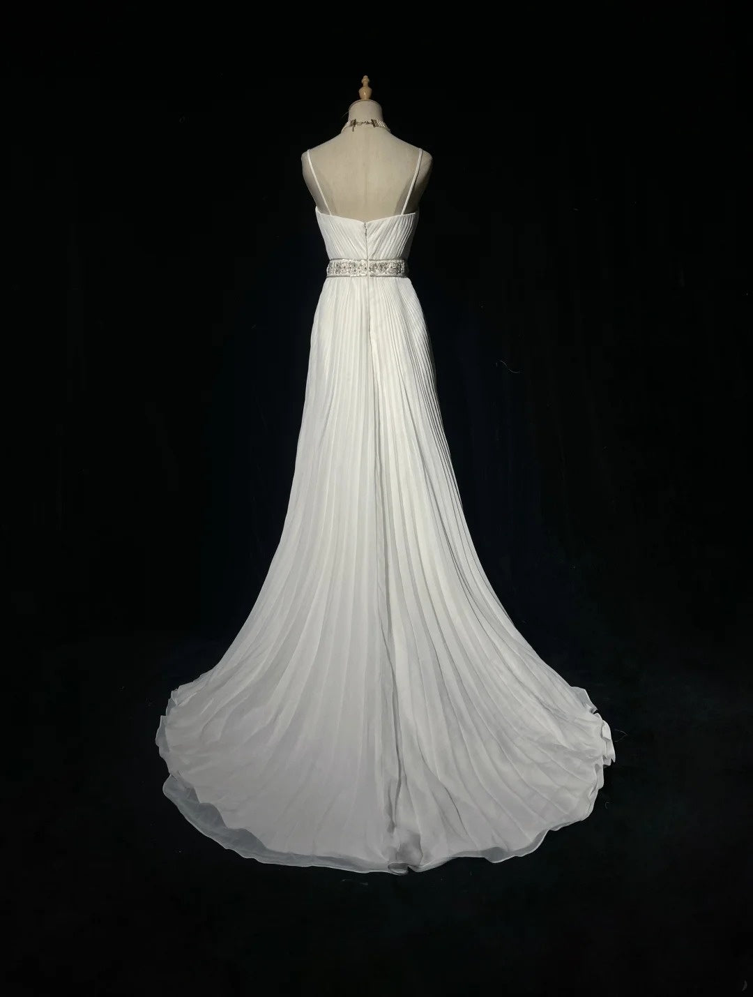 Vintage 90s Wedding Dresses A Line Spaghetti Strap White Plain Summer Garden Long Bridal Gown N3721