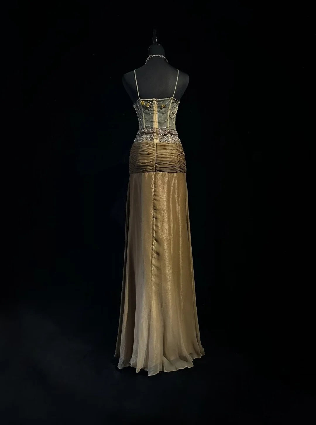 Ombre Gold Prom Dress Inspo A line Spaghetti Straps 18th Birthday Outfits Formal Party Gown RC0110