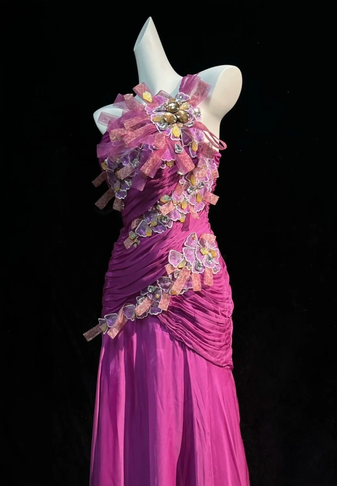 Fuchsia Prom Dress Inspo Mermaid One Shoulder Chiffon With Appliques Birthday Outfits Formal Party Gown RC0107
