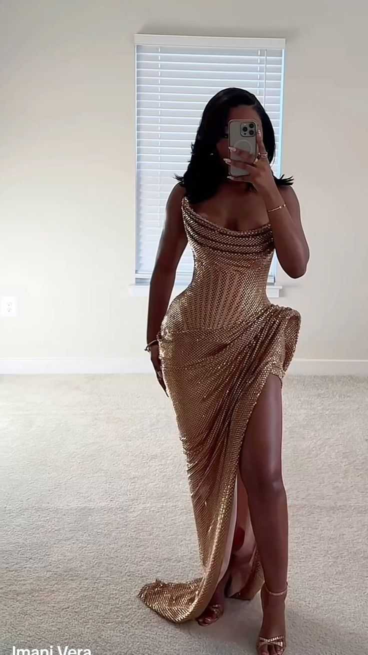 Sparkly Mermaid Strapless Gold Sequin With Ruffled Evening Dresses Night Date Prom Dress Party Outfits AB2543