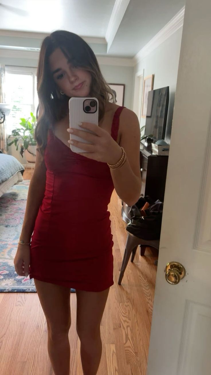 Sexy Sheath Column Straps Red Tight Bodycon Short Inspo Hoco Dress Homecoming Dresses RB4194