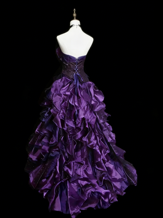 Vintage Ball Gown Strapless Grape Tiered With Layers Sweet 16 Dresses Quinceanera Dress Long 15 Vestidos De Fiesta N1451