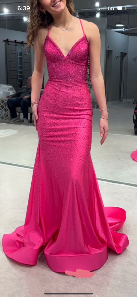Glitter Mermaid Halter Hot Pink Beaded Satin Long Prom Dresses Formal Party Dress Cocktail Maxi Evening Gowns AB1279