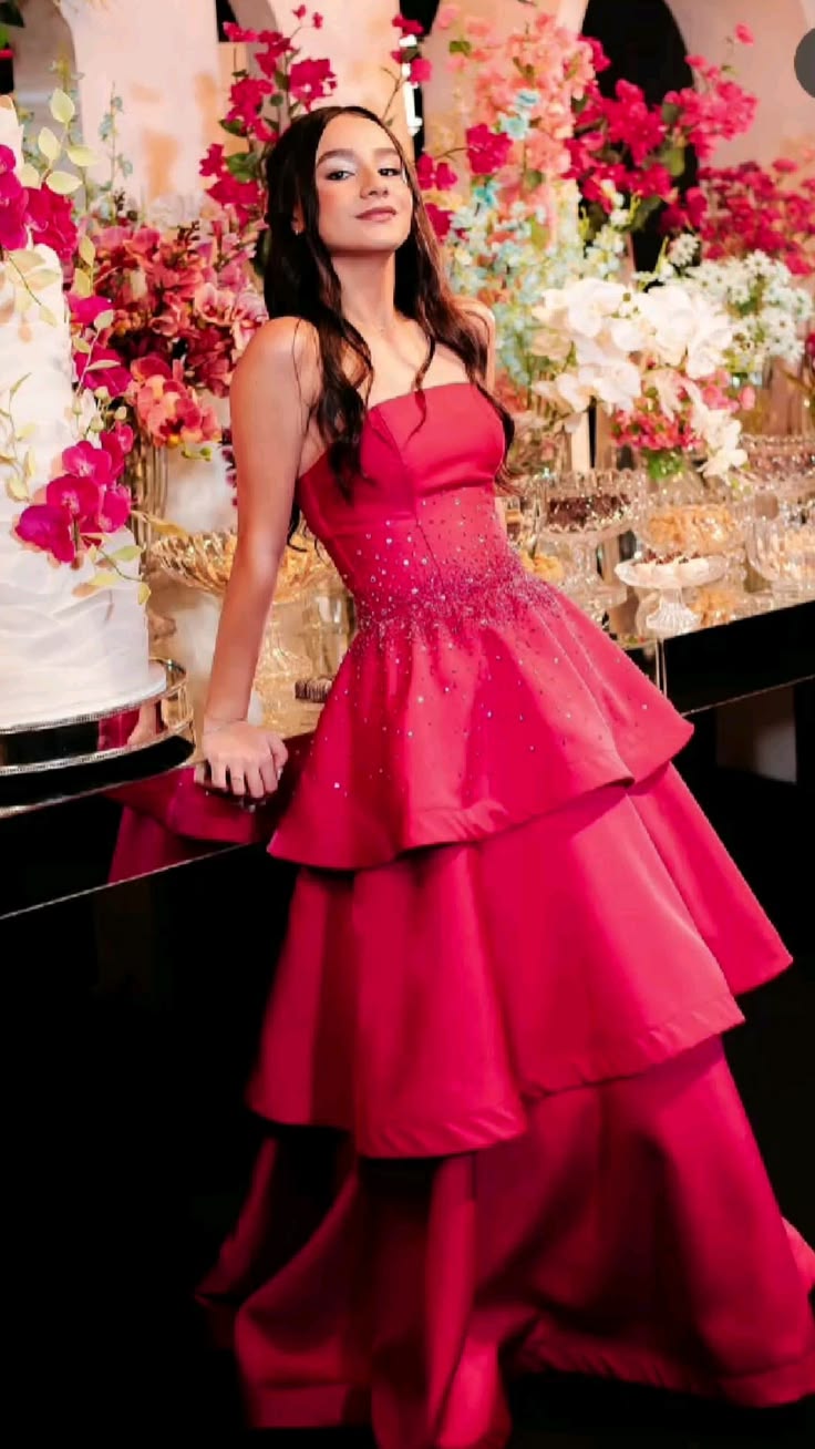 New Women’s Prom Dress Ball Gown Strapless Hot Pink vestido de 15 Elegant Formal Graduation Party Gown RB9537