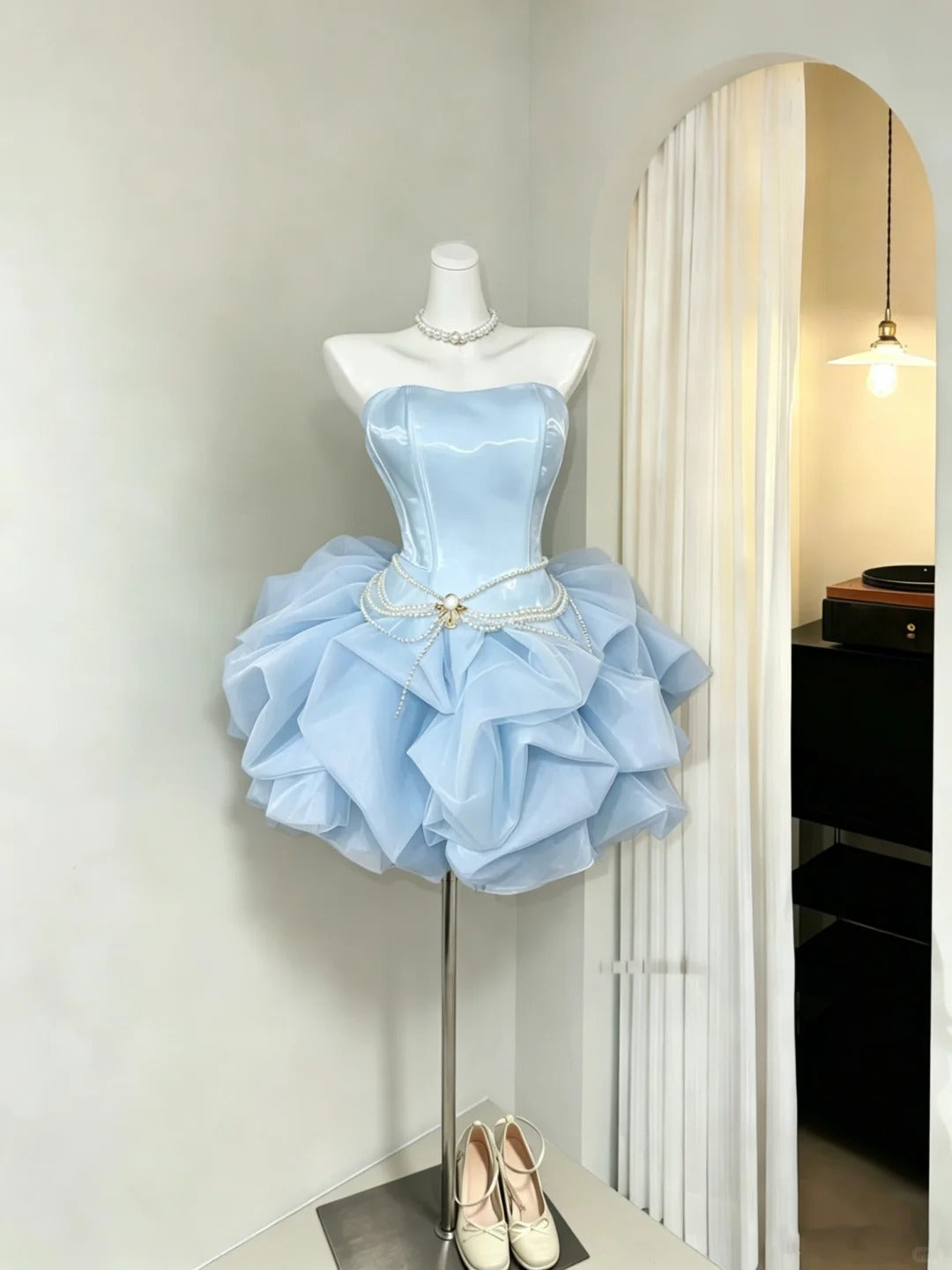 Sweet Ball Gown Strapless Light Sky Blue For Teens Girls Short Mini Senior Inspo 18th Birthday Outfits Homecoming Dresses RB3981
