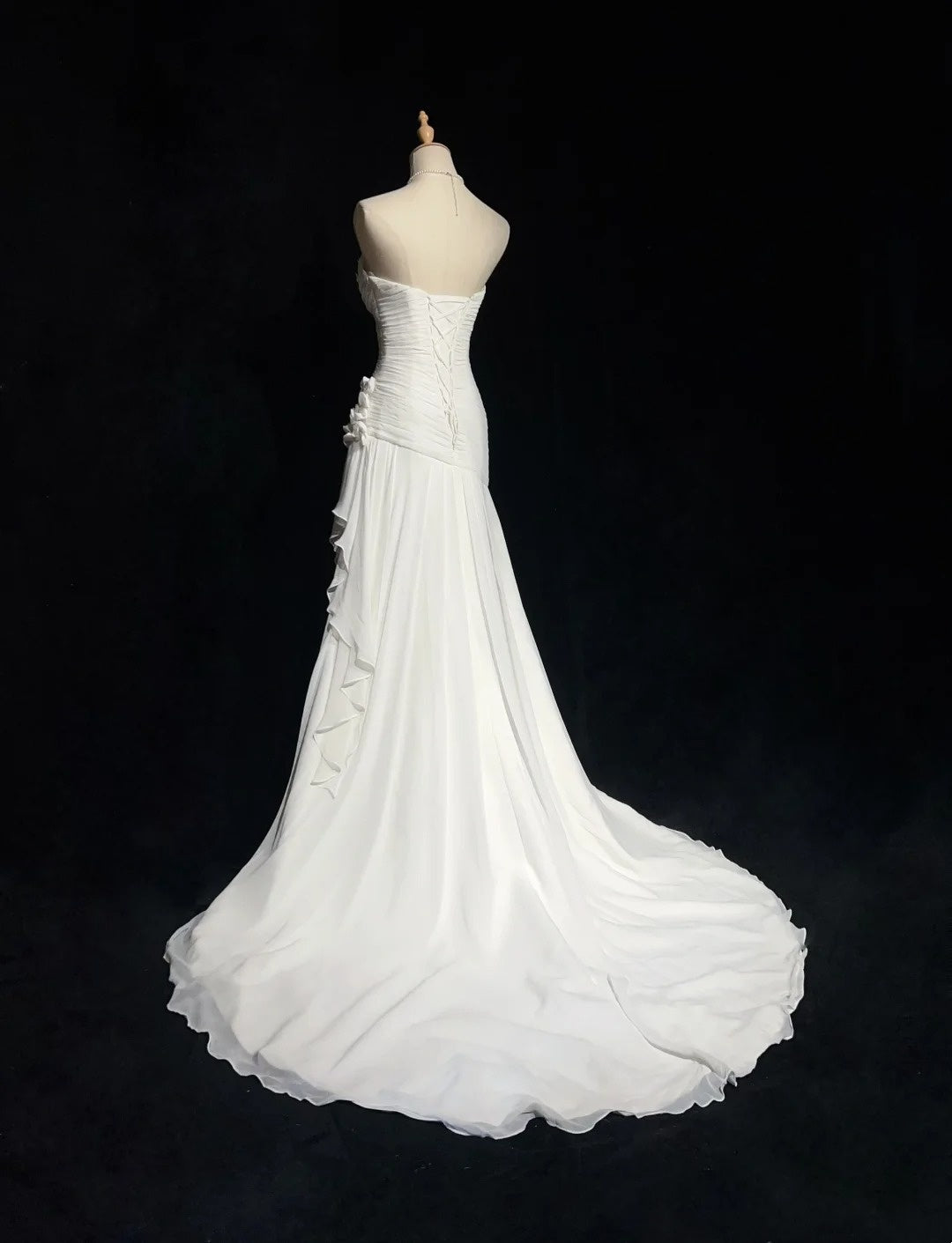 Vintage 90s Wedding Dresses Mermaid Sweetheart Chiffon White Beading Summer Garden Long Bridal Gown N3827