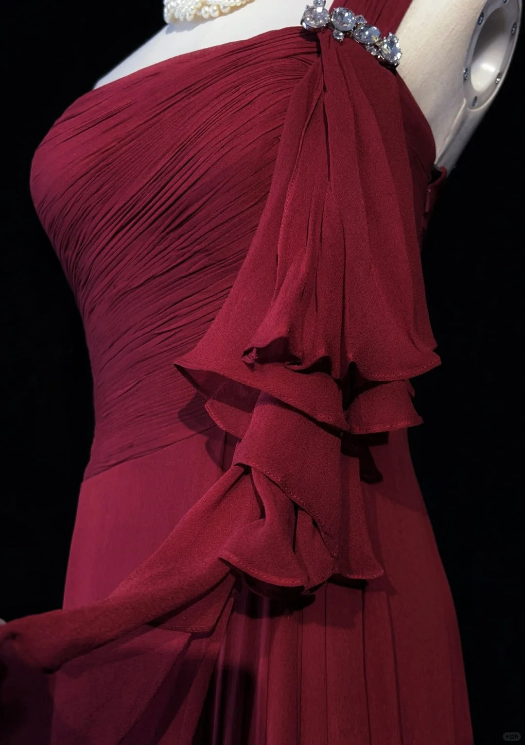 Dreamy 90s Prom Dresses Mermaid One Shoulder Red With Pleated Formal Evening Outfits N3845
