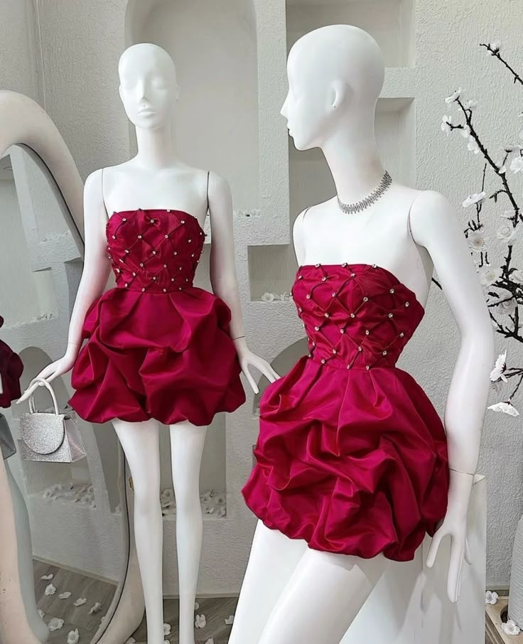 Pretty Ball Gown Strapless Burgundy Homecoming Dress With Silver Beading Short Party Dresses RB6824