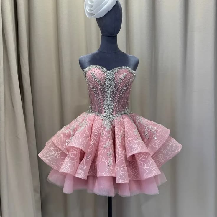 Unique Homecoming Dresses Outfit inspo Ball Gown Sweetheart Pink Tulle 16th Birthday Cocktail Dress Ideas Outfits RB8164