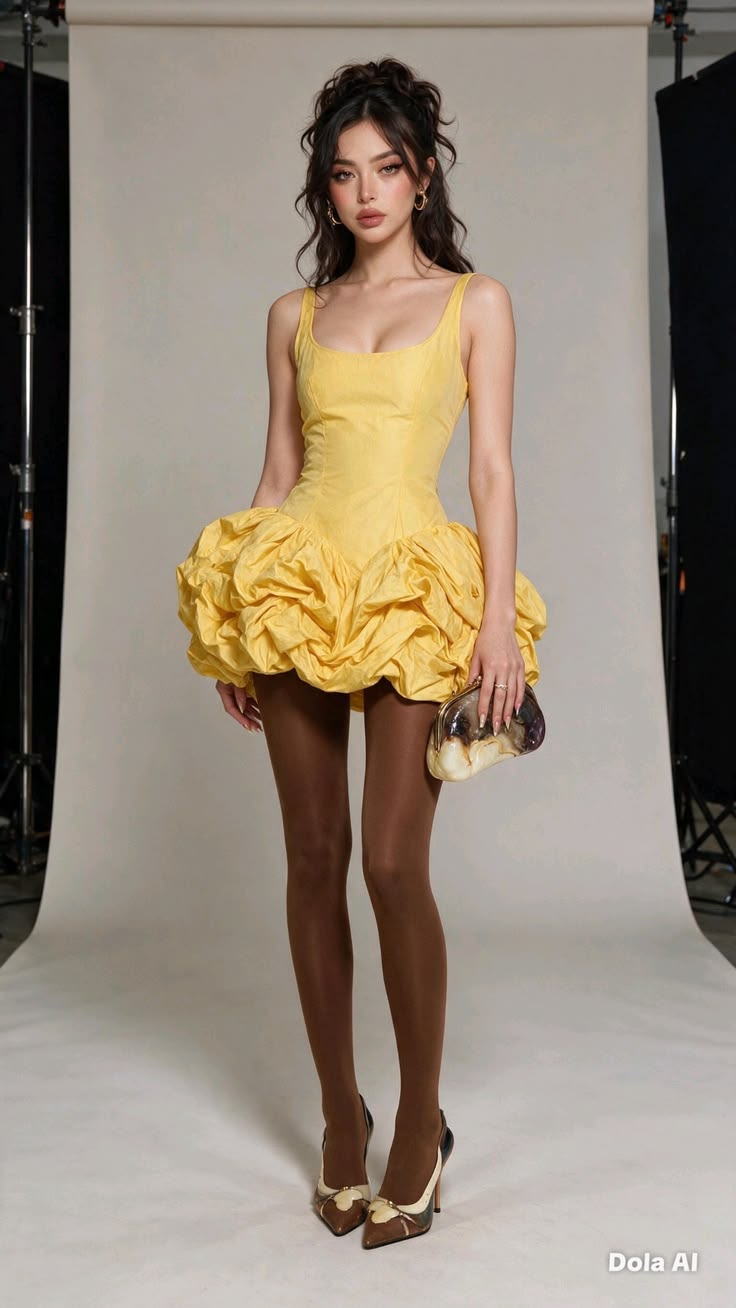 Unique Homecoming Dresses Outfit inspo Ball Gown Square Neck Yellow 16th Birthday Cocktail Dress Ideas Outfits RB8165