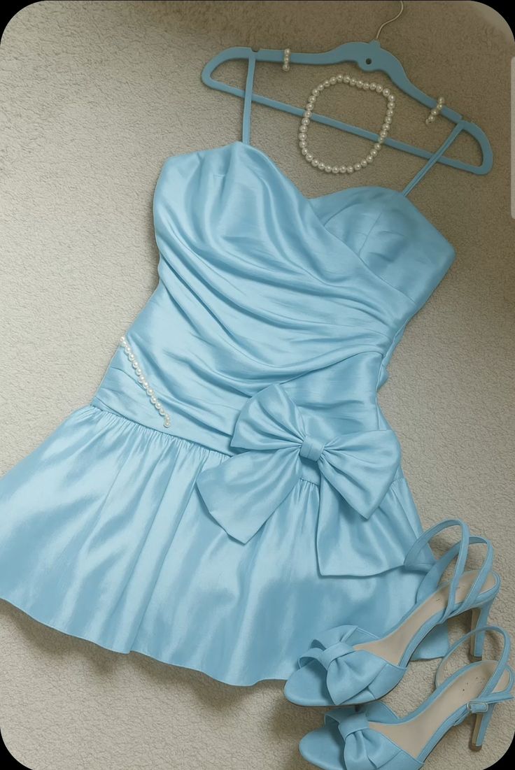 Modest Sheath Spaghetti Strap Blue With Bow Graduation Dresses Short High School For 8th Grade Senior Inspo Homecoming Gown RB3333