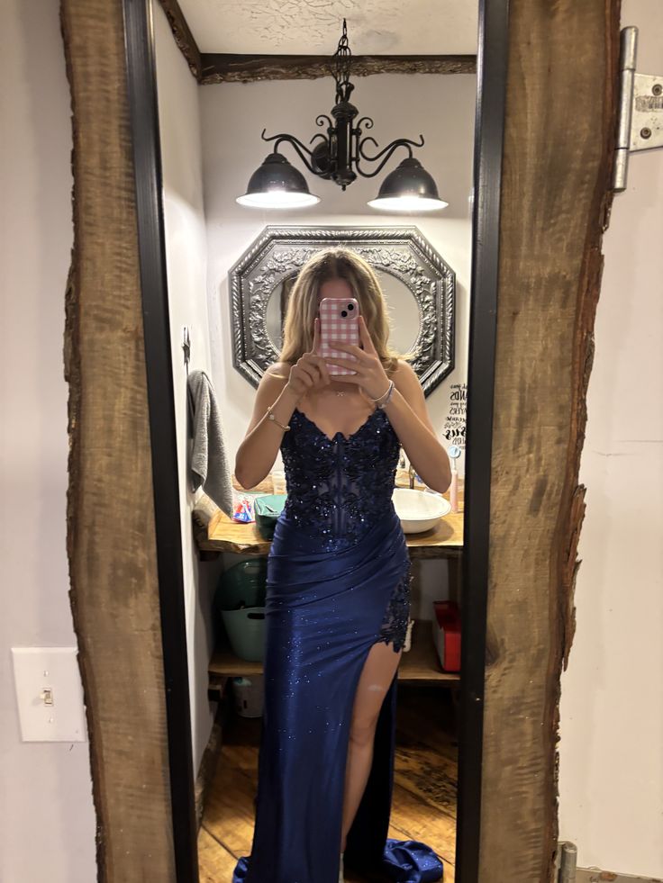 Navy Blue Mermaid Prom Dress Aesthetic Spaghetti Straps Midnight Long – RubyFashionDress