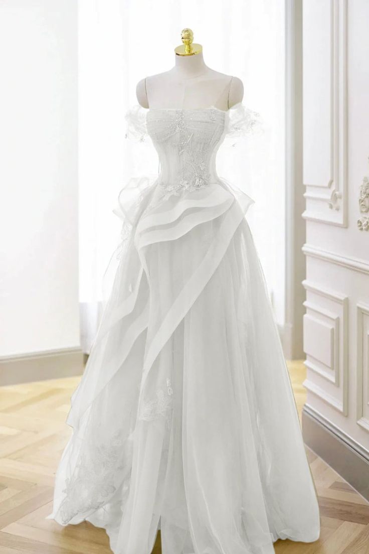 Elegant Sage Green Tulle Lace Prom Dress Off The Shoulder Long Evening Party Dress Prom Gowns AB327