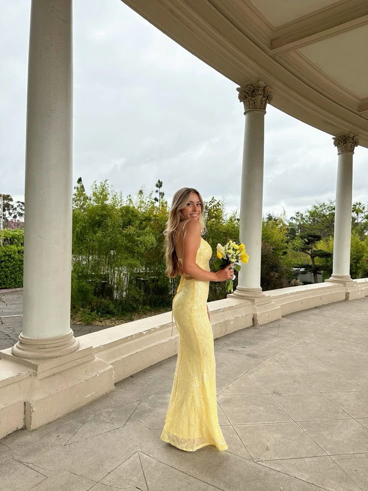 Modest Mermaid Spaghetti Straps Yellow Sequin Prom Dresses Inspo For Teens Formal Dress Party Outfits Prom Gowns AB063