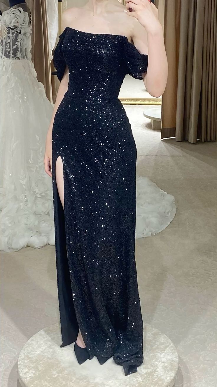 Princess Mermaid Off The Shoulder Navy Blue Long Prom Dresses Party Dress 18th Birthday Outfits Graduation Gown N883
