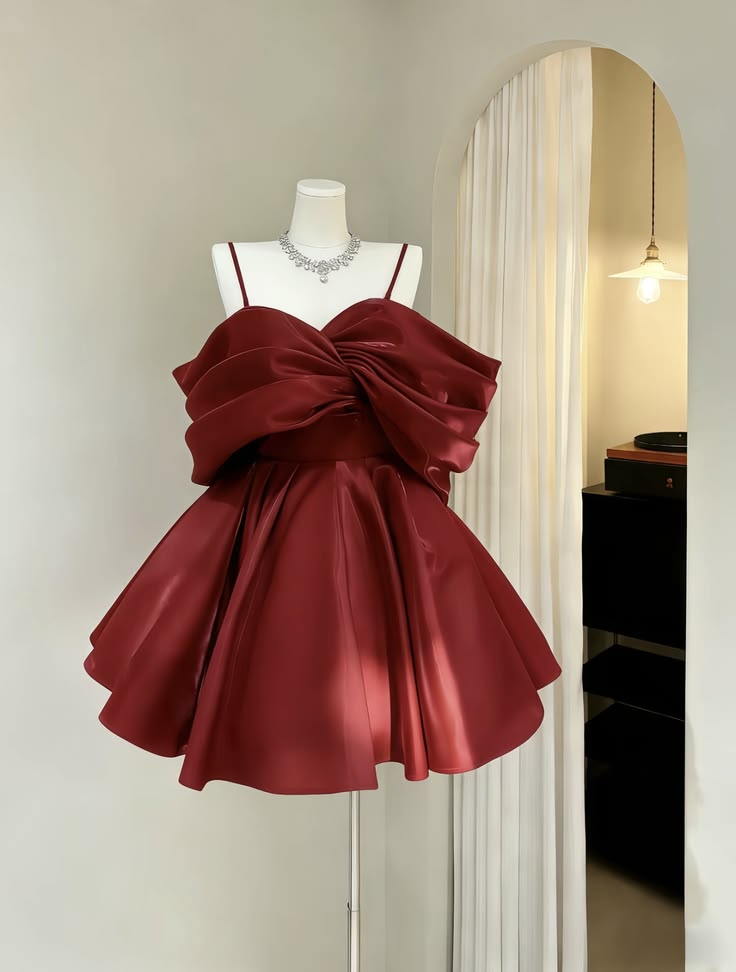 Beautiful Ball Gown Off The Shoulder Straps Burgundy Graduation Gown Senior Inspo Short Homecoming Dress RB3188