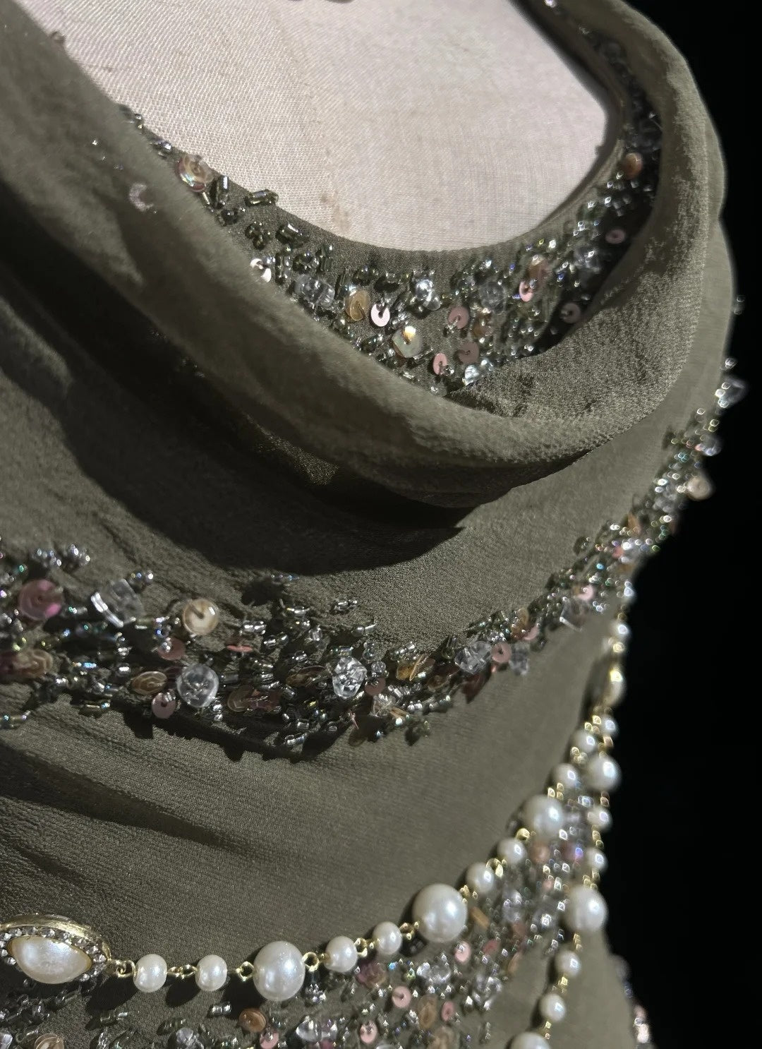Vintage Prom Dresses A Line Cowl Neck Chiffon With Beaded 80s Evening Formal Dress RB3273