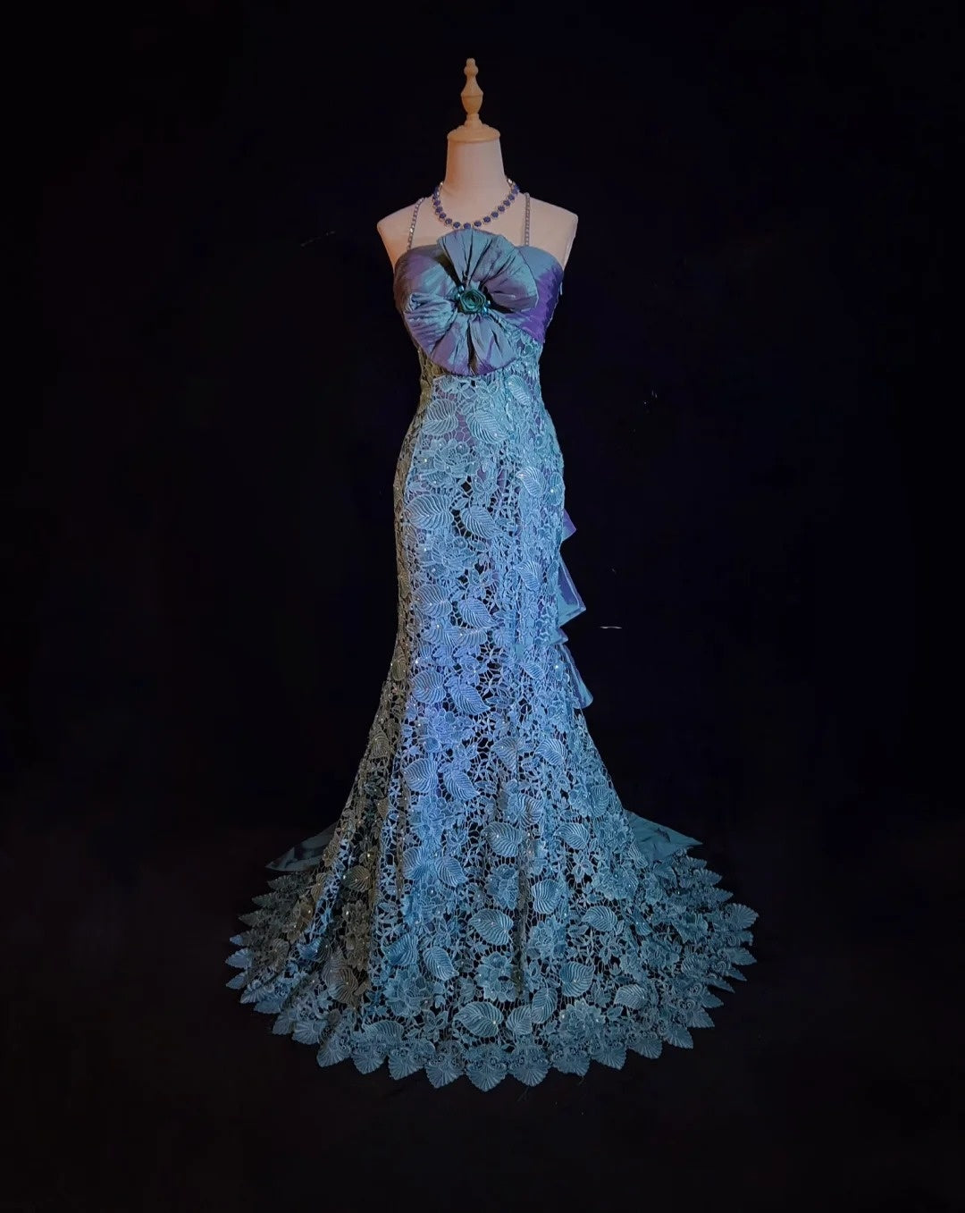 Vintage Prom Dresses Mermaid Spaghetti Strap Lace With Bow-knot 90s Lo – RubyFashionDress
