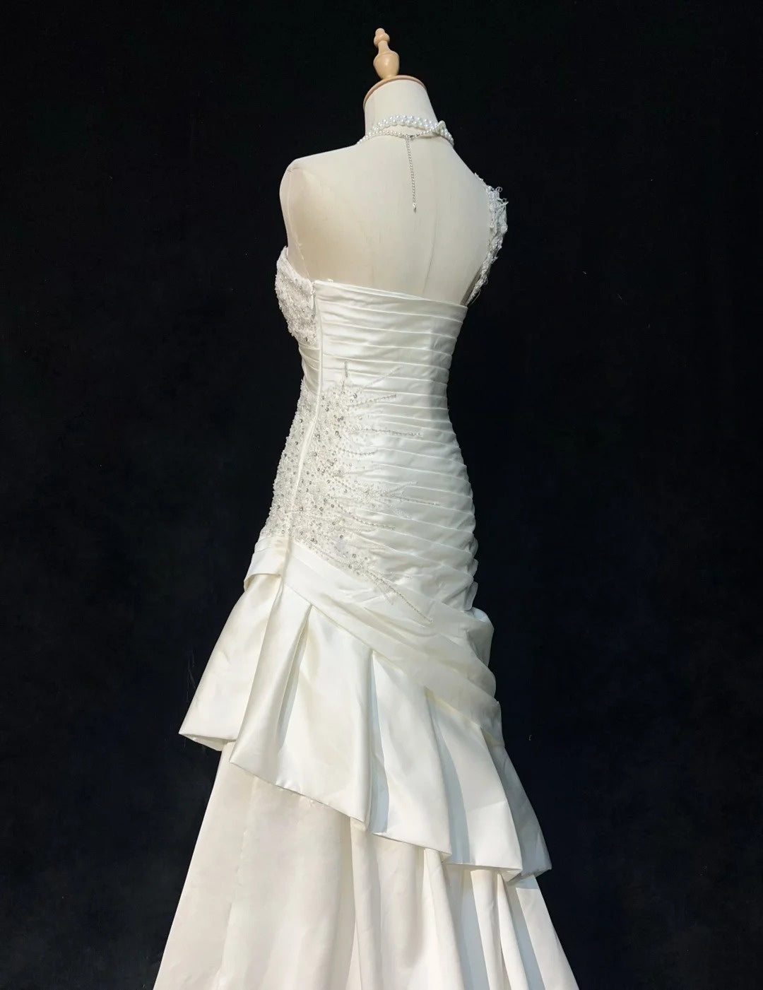 Vintage Prom Dresses Mermaid One Shoulder One Shoulder Satin With Beading 1980s Long Formal Gown N2623