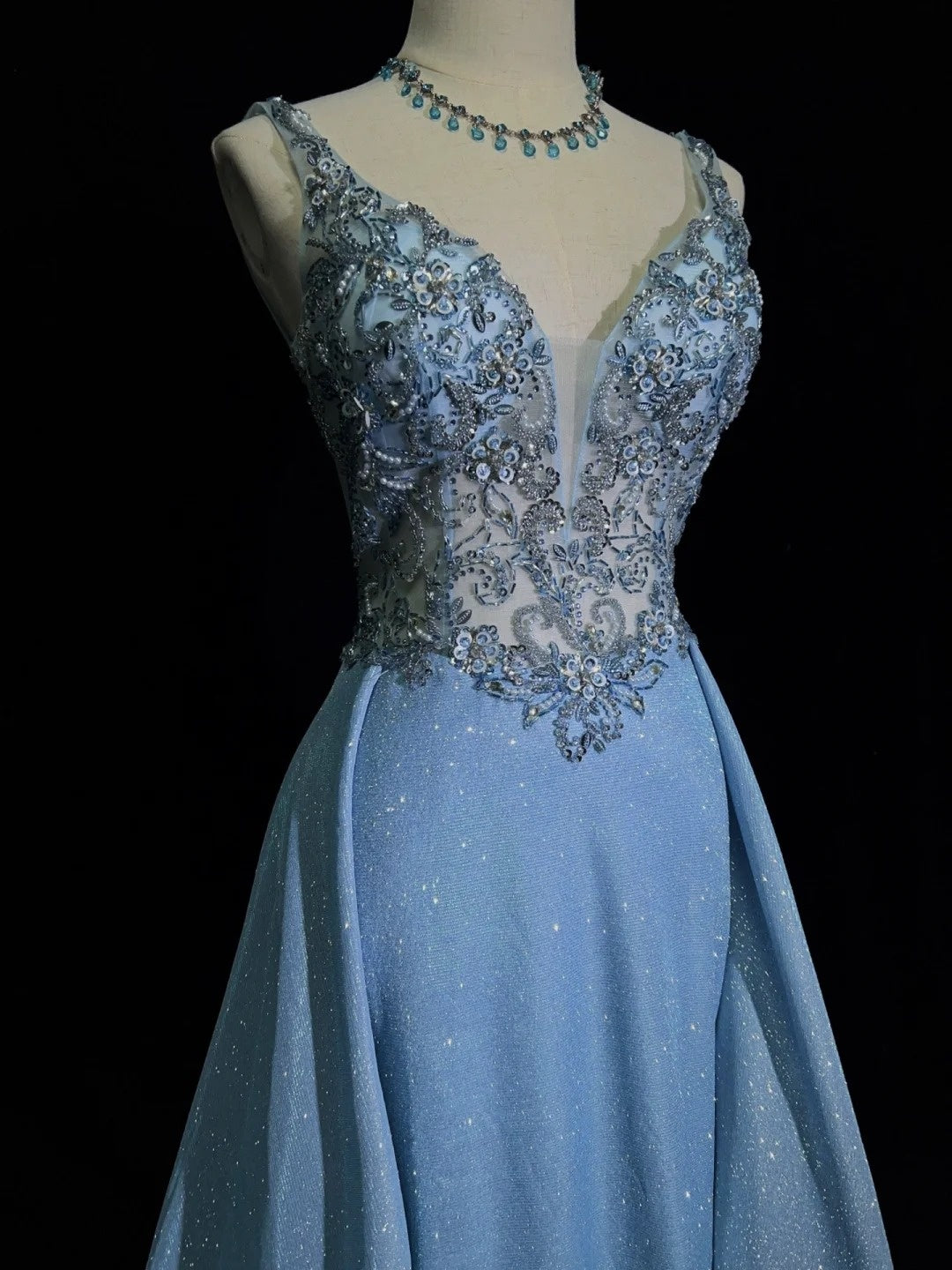 Elegant Prom Dresses Inspo Mermaid V Neck Strap Blue Sequin With Ruffled For Women Formal Dress N3227