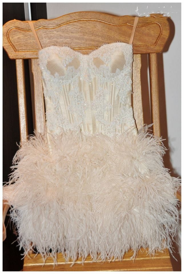Elegant Sheath Spaghetti Strap Champagne With Feathers Party Dress Short Mini 15th Birthday Dresses Hoco Outfits RB3397