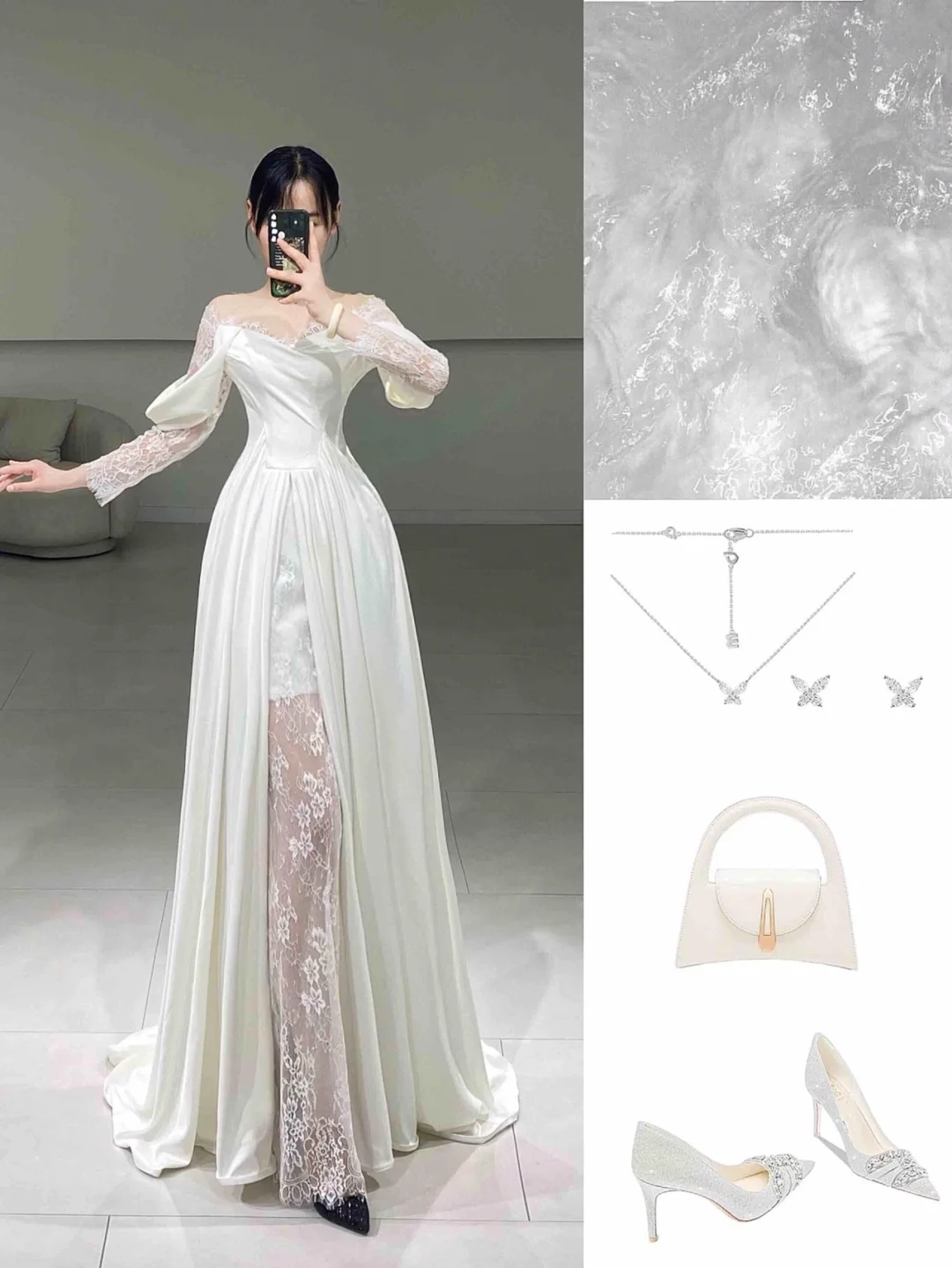 Timeless A line Off The Shoulder Lace White Pleated Long Wedding Dress Beautiful Formal Cute Wedding Dresses A061