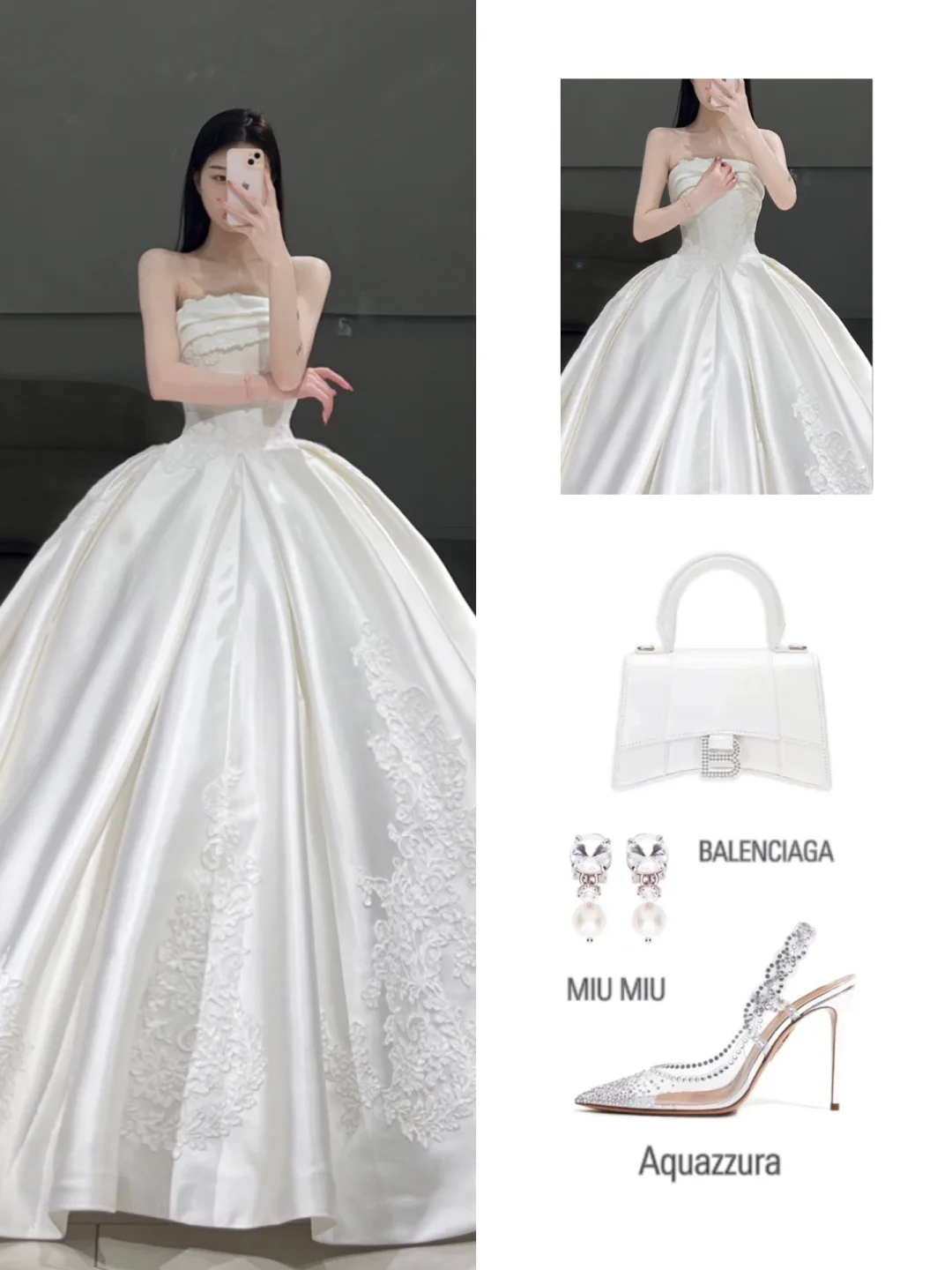 Timeless Ball Gown Strapless Satin Sleeveless Long Wedding Dress Beautiful Formal Cute Wedding Dresses A107