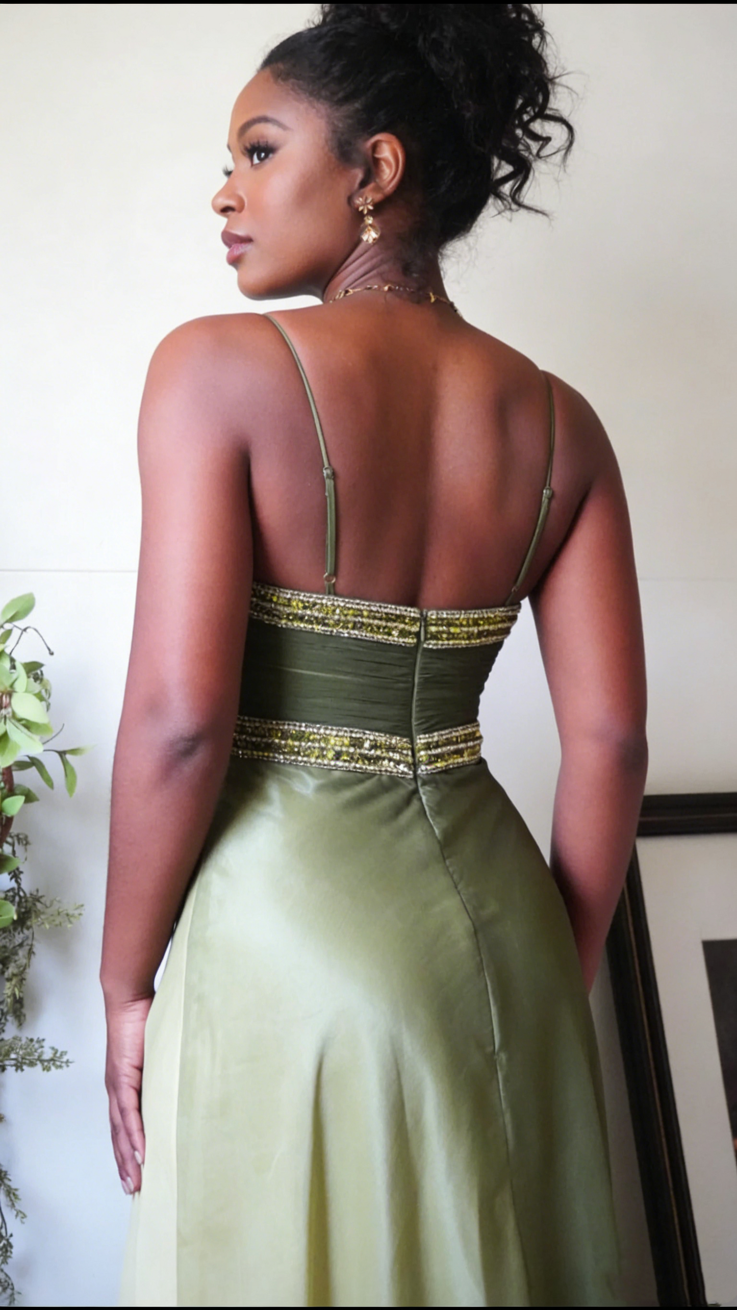Vintage Mermaid Spaghetti Straps Ombre Green Chiffon For Women Party Dress Long Formal Prom Dresses 18th Birthday Gowns AB1303