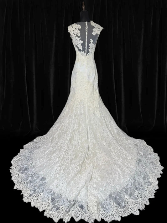 Vintage Wedding Gowns Brides Dresses 1950s 1940s Mermaid Scoop Lace With Beads White Petite/Plus Size Bridal Gown For Women AS008